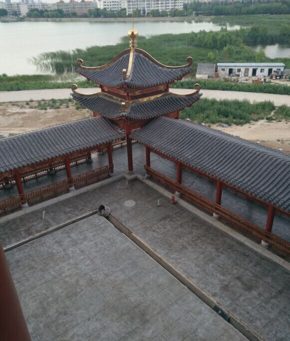 山東濱州黃河樓壓花地坪應用
